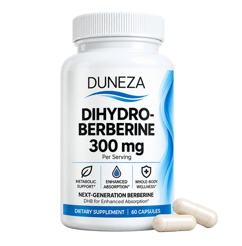 DUNEZA Dihydroberberine (DHB) bottle and capsules